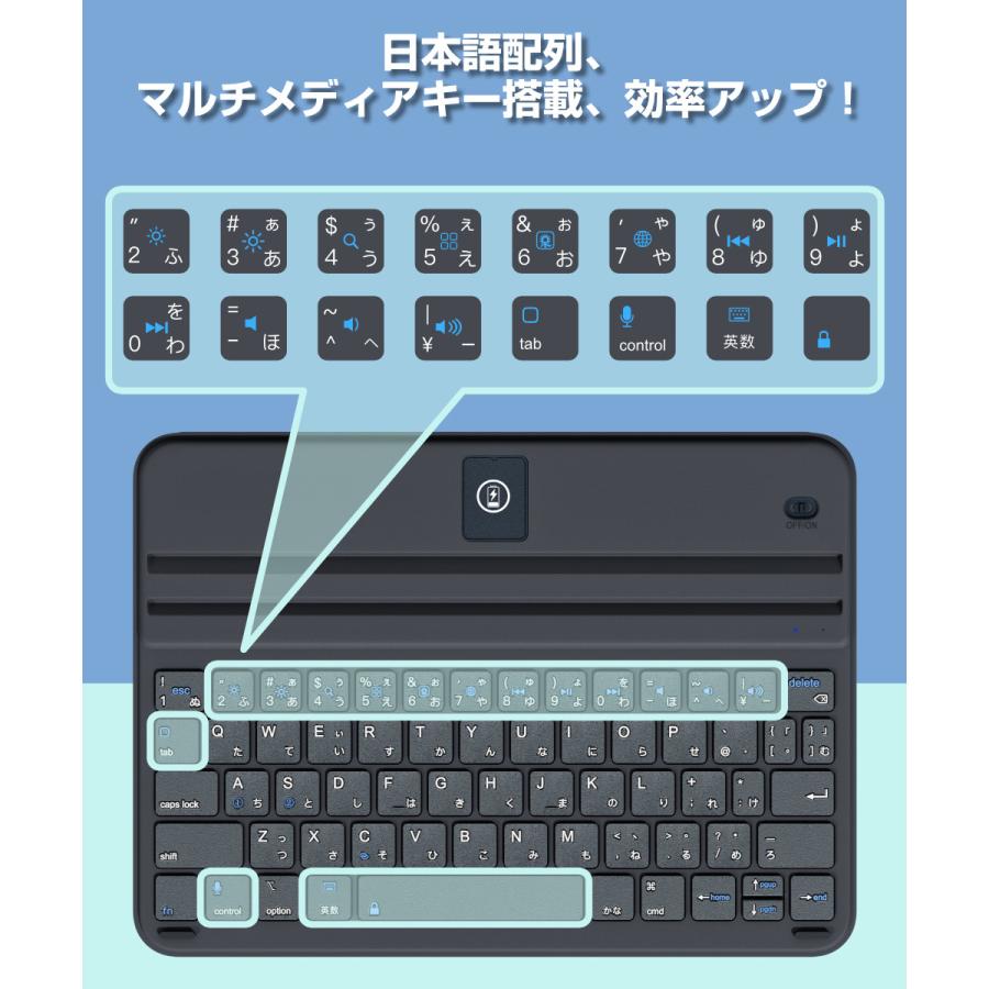 【2台iOSデバイス接続可】iPad A16 11世代 キーボード ケース 日本語配列 iPad 第10世代 10.9インチ 磁気吸着 一体型 1300h長時間使用 超薄 軽量 Bluetooth 5.3 |  | 04