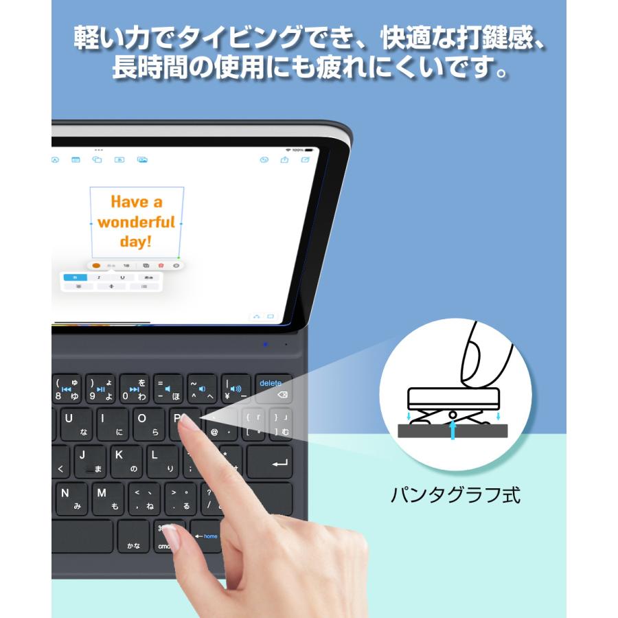 iPad A16 11世代 iPad 第10世代 10.9インチ キーボード ケース 日本語配列 磁気吸着 一体型 1300h長時間使用 超薄 軽量 Bluetooth 5.3 2台iOSデバイス接続可 |  | 08