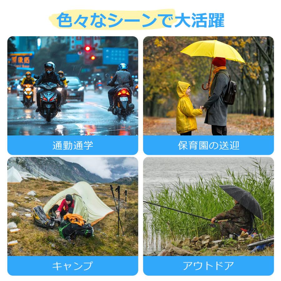 レインコート 自転車 レディース メンズ レインバイザー付き 二重ツバ レインポンチョ ロング丈 前開き レインウェア リュック対応 収納式手袋 ポケットあり |  | 18