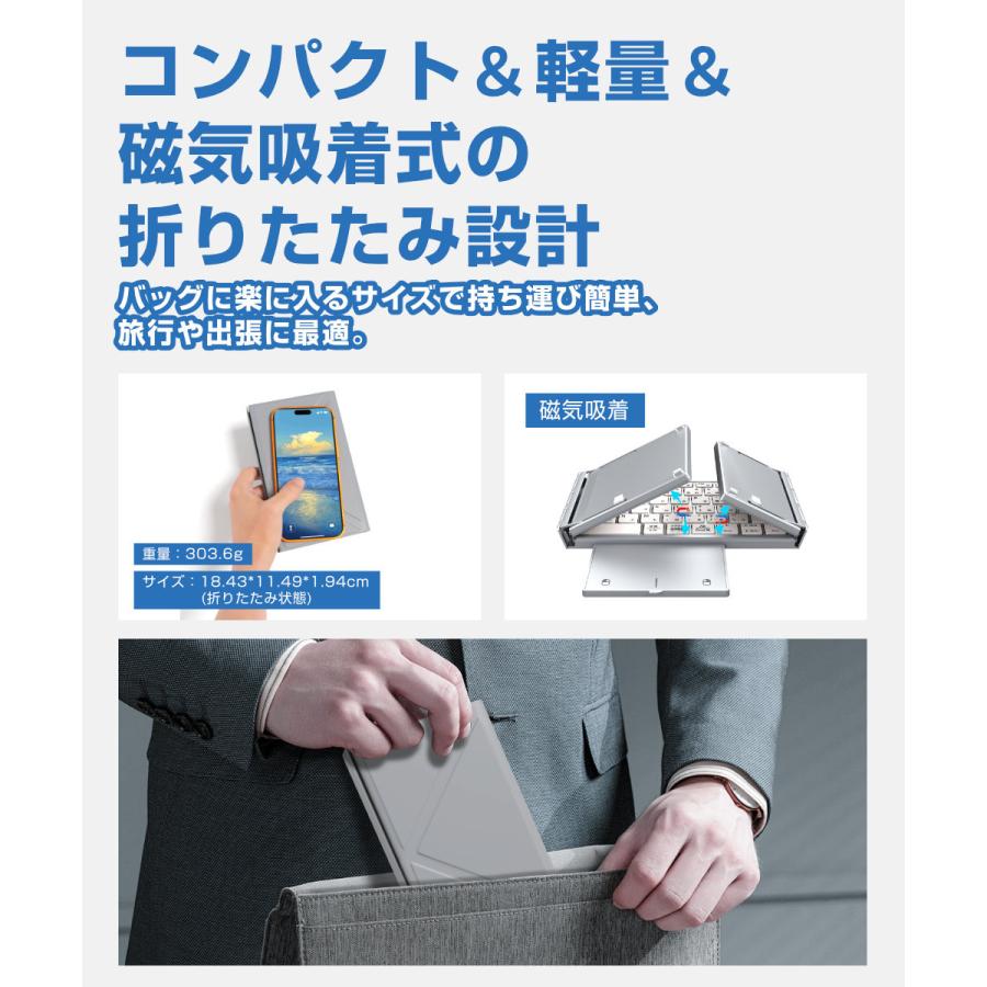キーボード ワイヤレス 折りたたみ Bluetooth+2.4GHz キーボード 日本語配列 タッチパッド テンキー付き キーボード iOS Mac Windows対応 3台同時接続 |  | 12