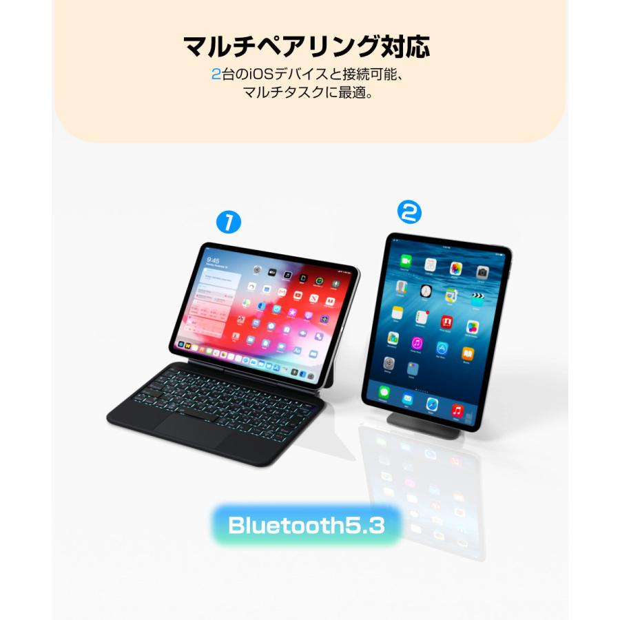 iPad キーボード ケース iPad A16 第11世代 11インチ マグネット吸着式 タッチパッド搭載 日本語配列 iPad 10.9インチ 第10世代 マジックキーボード 2台同時接続 |  | 06