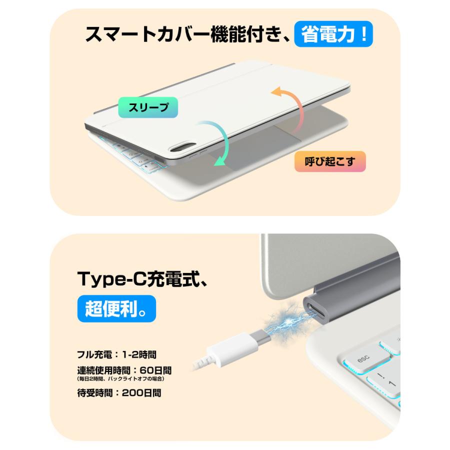 iPad キーボード ケース iPad A16 第11世代 11インチ マグネット吸着式 タッチパッド搭載 日本語配列 iPad 10.9インチ 第10世代 マジックキーボード 2台同時接続 |  | 10