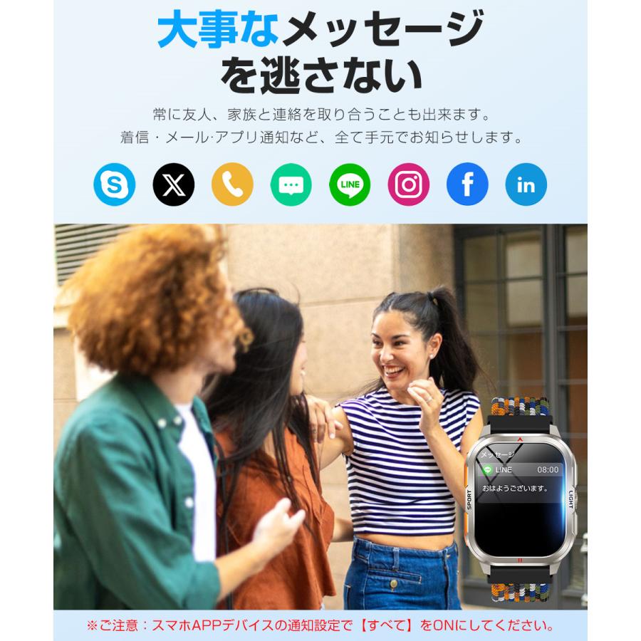 スマートウォッチ メンズ Bluetooth通話 2.01インチ曲面 血中酸素 心拍 歩数 カロリー 健康管理 着信通知 3ATM防水 リストバンド 腕時計 睡眠 400mAh大容量 |  | 13