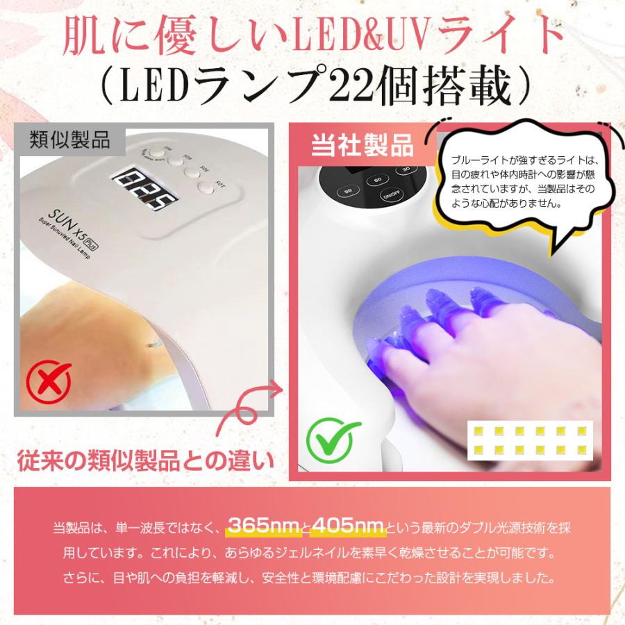 ジェルネイルライト LED UVライト Type-C 充電式 ネイルライト ネイルドライヤー 硬化ライト セルフネイル ネイルランプ ジェルネイルシール 自動感知センサー |  | 03