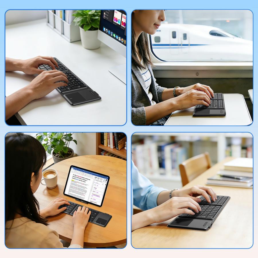 Ewin 折りたたみ キーボード Bluetooth 日本語配列 iPad ワイヤレスキーボード タッチパッド付き iOS Android Windows Mac スマホスタンド付き Type-C充電式 |  | 11