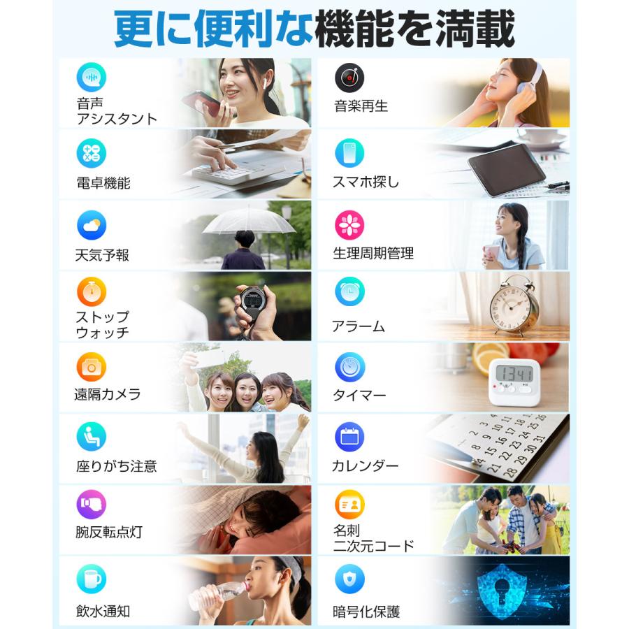 スマートウォッチ Bluetooth通話 2.01インチ 1400mAh大容量バッテリー 血中酸素 心拍 歩数 カロリー 健康管理 着信通知 IP68防水 懐中電灯 腕時計 SW01 |  | 14