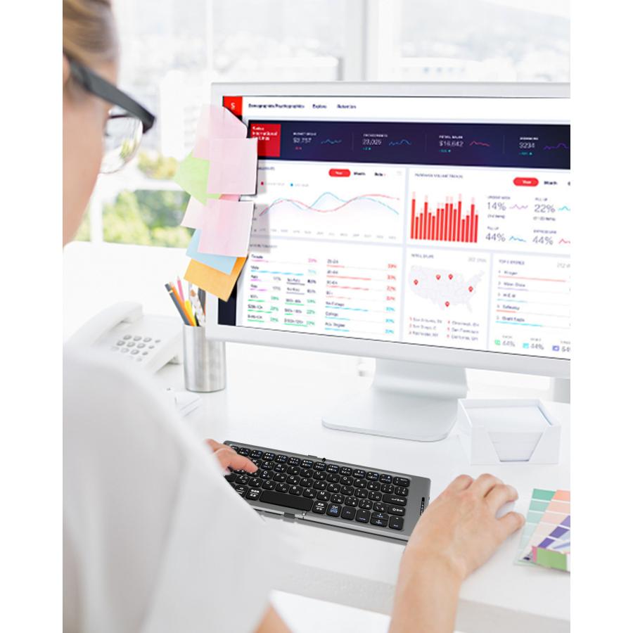 折りたたみキーボード Bluetooth 日本語配列 ワイヤレスキーボード iOS Android Window Mac対応 ブルートゥース キーボード Type-C USB充電 小型 タブレット |  | 08