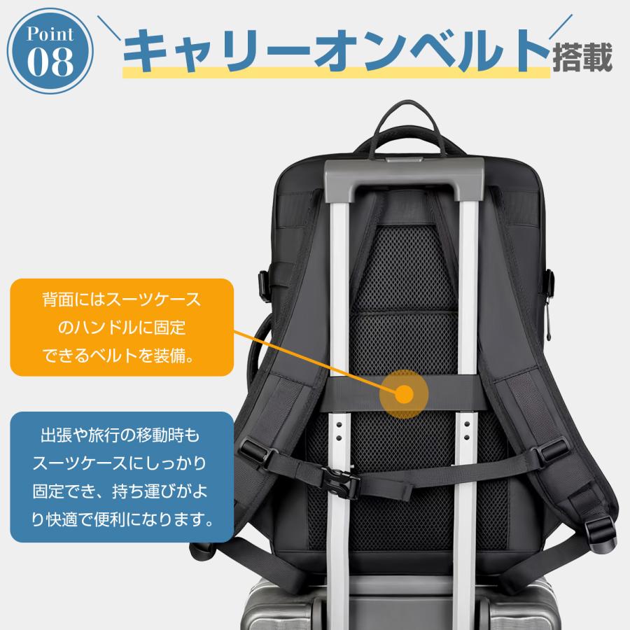 拡張できる リュック メンズ 大容量36L ビジネスバッグ 3Way リュックサック 17インチPC収納 キャリーオン PCリュック 防水 バックパック  180度開閉 男女兼用 |  | 12