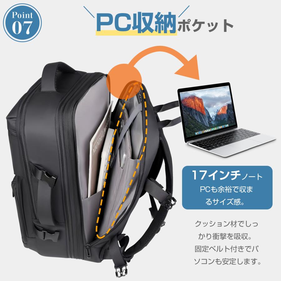 拡張できる リュック メンズ 大容量36L ビジネスバッグ 3Way リュックサック 17インチPC収納 キャリーオン PCリュック 防水 バックパック  180度開閉 男女兼用 |  | 11