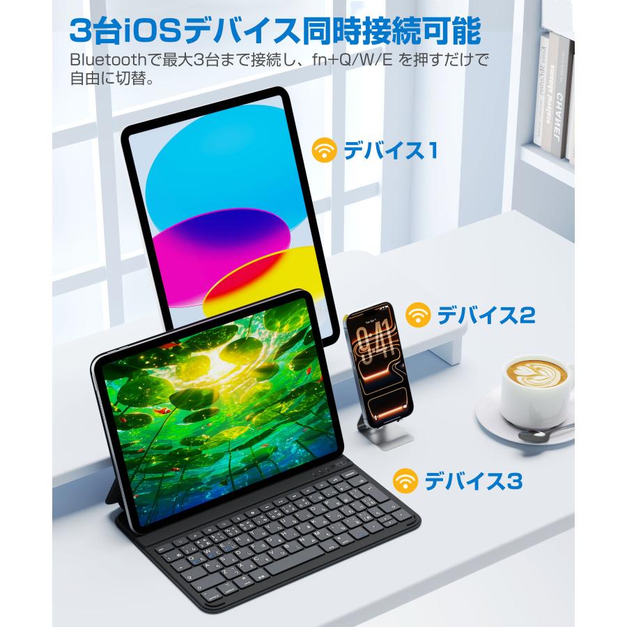 iPad A16 第11世代 第10世代 キーボード付きケース 日本語配列 iPad Air 11インチ M3 M2 iPad Air 10.9インチ 一体型 Bluetooth キーボード ボタン電池式 極軽量 | EWIN | 07