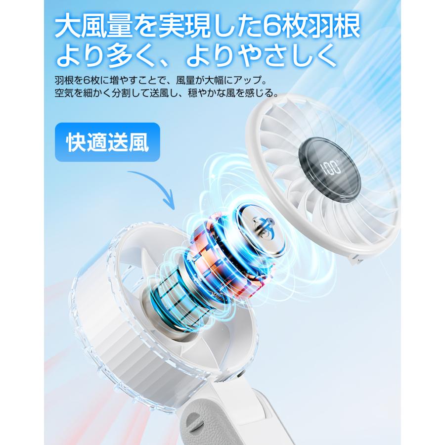 ハンディファン 強力 首掛け扇風機 100段階風量 卓上 USB扇風機 手持ち扇風機 静音 折りたたみ式扇風機 角度調整 LED残量表示 ストラップ付き 携帯扇風機 |  | 13