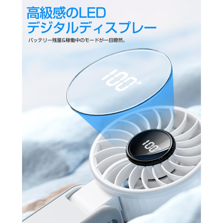 ハンディファン 強力 首掛け扇風機 100段階風量 卓上 USB扇風機 手持ち扇風機 静音 折りたたみ式扇風機 角度調整 LED残量表示 ストラップ付き 携帯扇風機 |  | 12