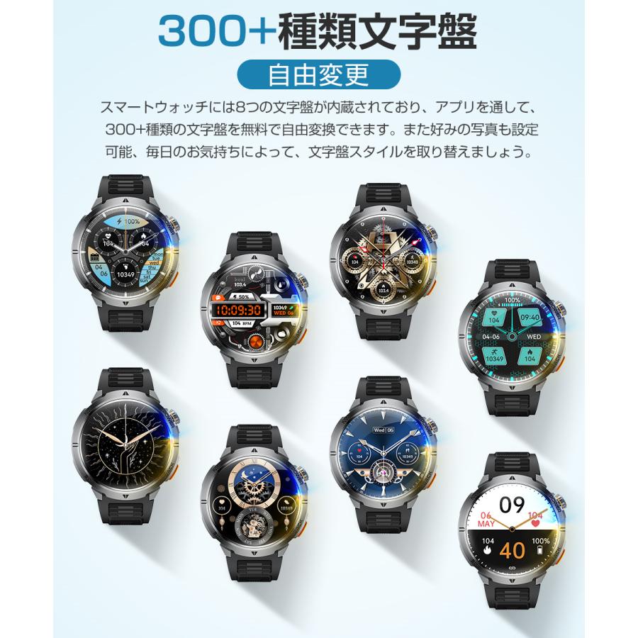 スマートウォッチ メンズ Bluetooth通話 1.7インチ超大画面 1000mAh大容量バッテリー血中酸素 心拍 歩数 カロリー 健康管理 着信通知 IP67防水 腕時計 QS58 |  | 10