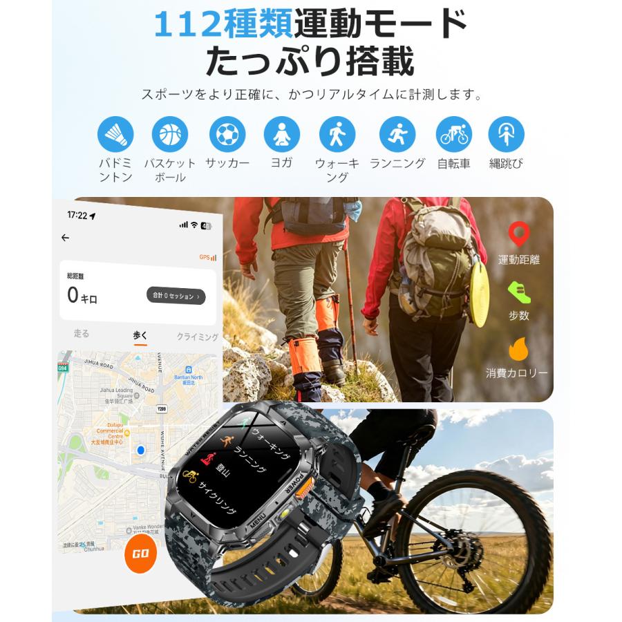 スマートウォッチ メンズ Bluetooth通話 2.01インチ 1400mAh大容量バッテリー血中酸素 心拍 歩数 カロリー 健康管理 着信通知 IPX8防水 腕時計 QS28 |  | 13