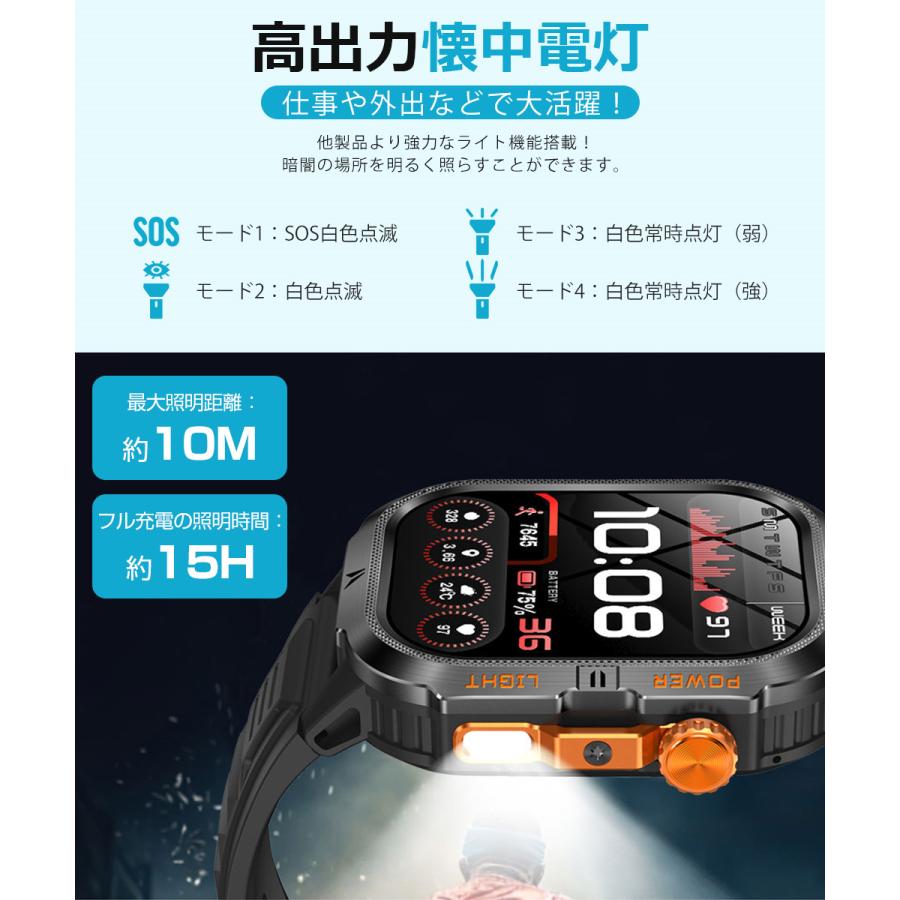スマートウォッチ メンズ Bluetooth通話 2.01インチ 1200mAh大容量バッテリー 血中酸素 心拍 歩数 カロリー 健康管理 着信通知 IP68防水 腕時計 QS38 |  | 17