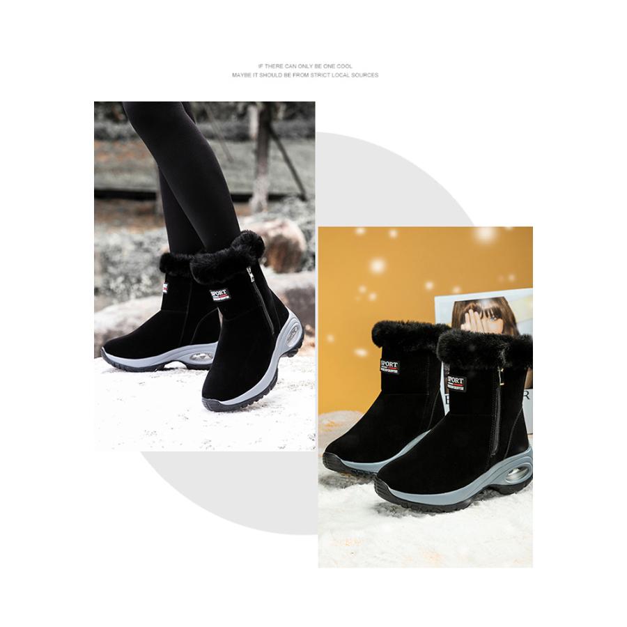 スノーブーツ レディース 長靴 防水 防滑 スノーシューズ ブラック