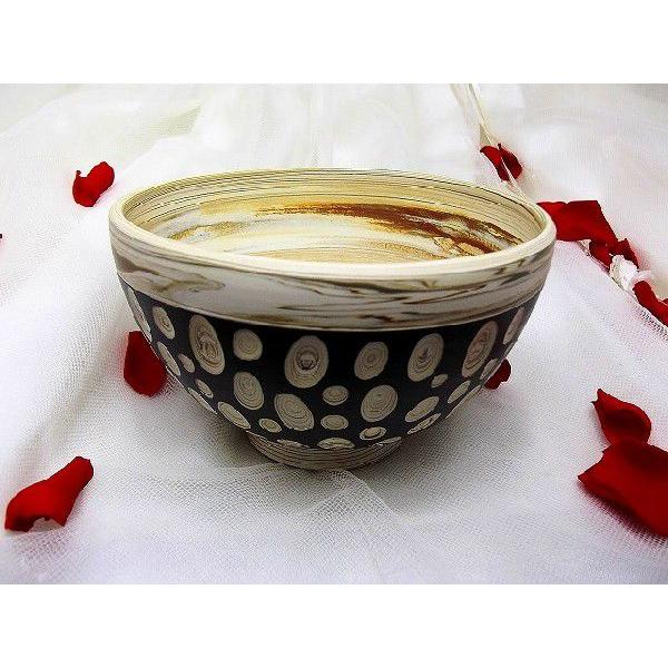 常滑焼　憲児作 黒色水玉カット練り込み茶わん・どんぶり大　和陶器 | 