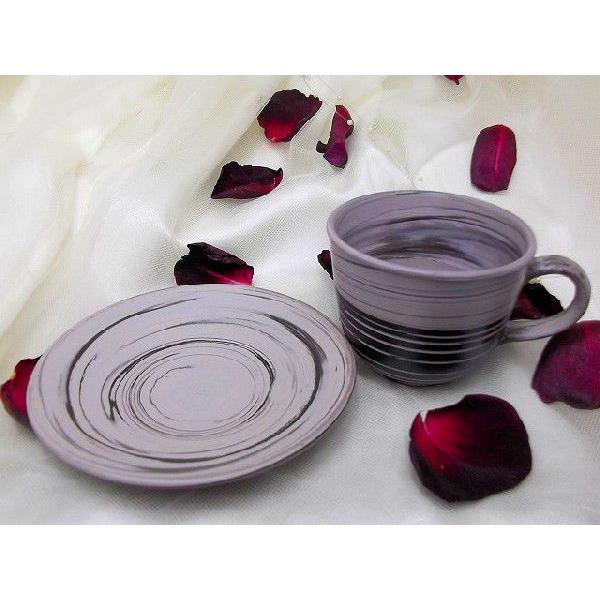 コーヒーカップ＆ソーサー　常滑焼　憲児作 グレーライン　黒ボーダー　練り込み　 和陶器 |  | 02