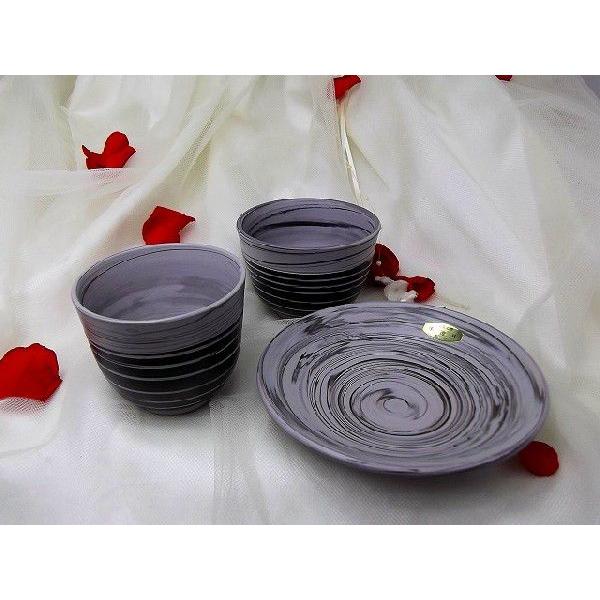 常滑焼　憲児作 グレーライン　練り込み 皿　和陶器 |  | 01