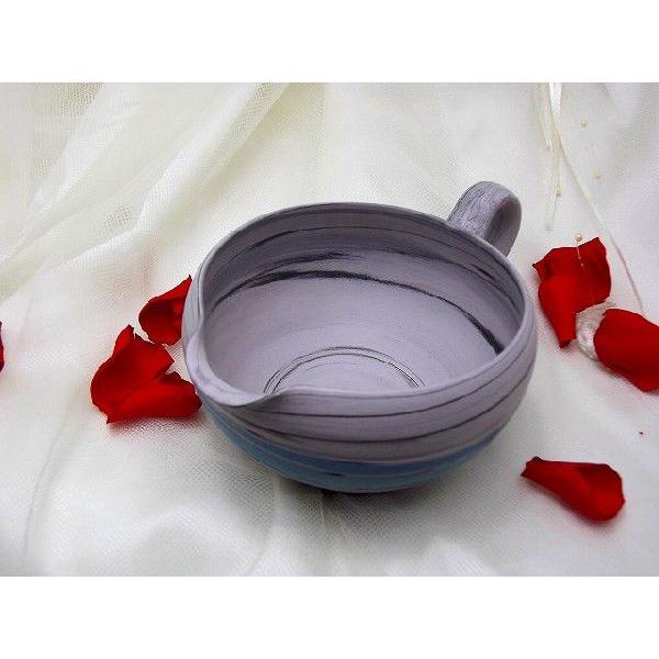 湯冷まし　常滑焼　憲児作　グレーライン水色ボーダー練り込み　スープカップ　和陶器 |  | 02