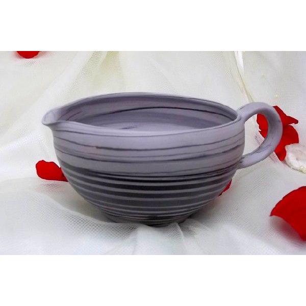 湯冷まし　常滑焼　憲児作　グレーライン黒ボーダー練り込み　スープカップ　和陶器 | 