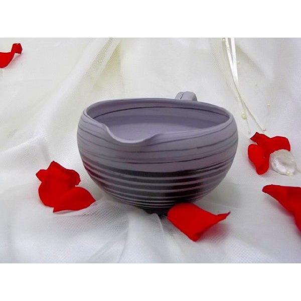 湯冷まし　常滑焼　憲児作　グレーライン黒ボーダー練り込み　スープカップ　和陶器 |  | 01