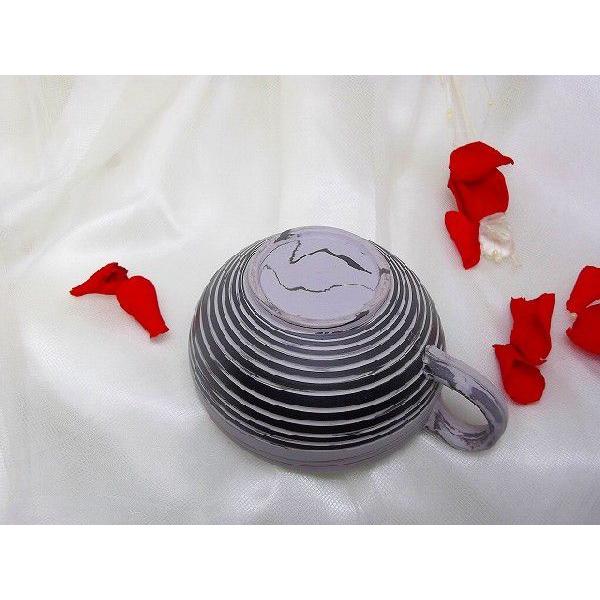 湯冷まし　常滑焼　憲児作　グレーライン黒ボーダー練り込み　スープカップ　和陶器 |  | 02