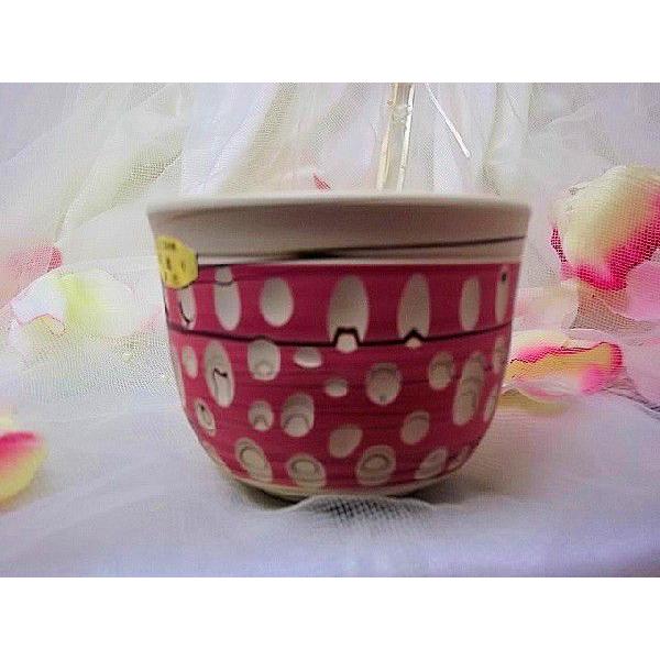 常滑焼憲児作 ピンク水玉カット練り込み湯呑 和陶器 | 