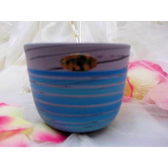 常滑焼憲児作 グレーライン・水色ボーダー練り込み湯呑,和陶器 | 