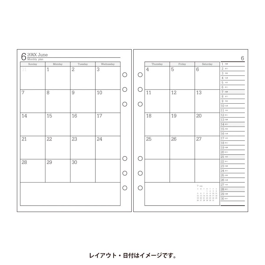 [Bindex] 2024年1月始まり 月間ダイアリー カレンダータイプ ダブルスケジュール型 (日曜始まり) A5-055 月間4｜tag-online｜02