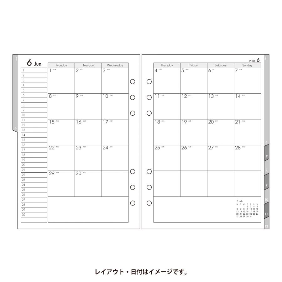 [Bindex] 2024年1月始まり 月間＆週間ダイアリー カレンダー＋レフトタイプ インデックス付 A5-071 月間&週間1｜tag-online｜02