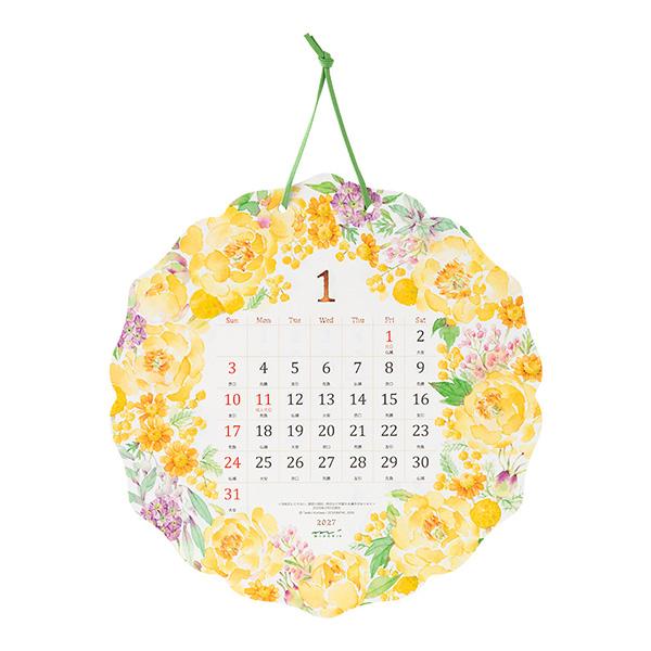 ◆オーダー用◆ダイカット 1月～12月 カレンダー タイトル② MIDORI（ミドリ） 2027年 壁掛カレンダー ダイカット カントリータイム