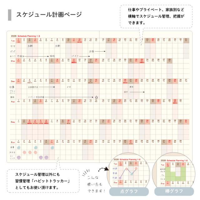 リュリュ] B6スケジュール帳 2026年 刺しゅう・ワードローブ DSS-2602