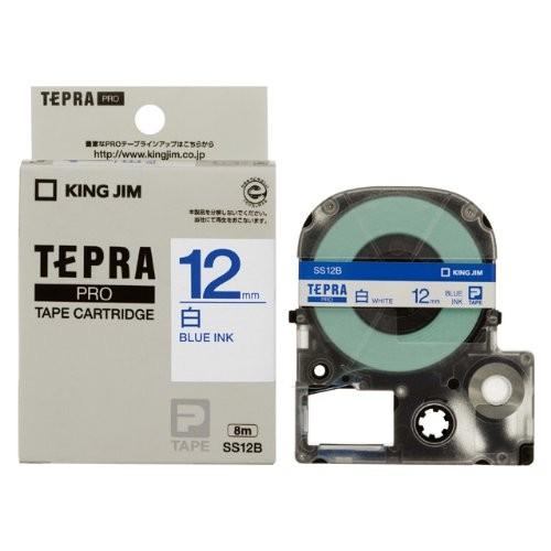 テプラ・プロ テープカートリッジ 白ラベル 12mm 青文字 SS12B キングジム 4971660760220（10セット）
