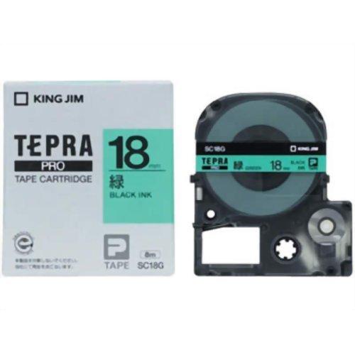 テプラ・プロ テープカートリッジ カラーラベルパステル 緑 18mm SC18G キングジム 4971660765409（20セット）