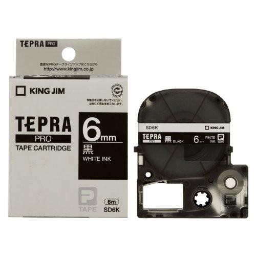 テプラ・プロ テープカートリッジ カラーラベル ビビッド 黒 6mm SD6K キングジム 4971660767304（10セット）