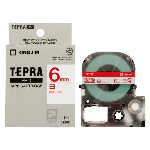 テプラ・プロ テープカートリッジ 白ラベル 6mm 赤文字 SS6R キングジム 4971660752416（10セット）