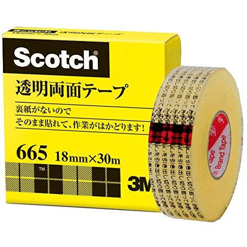 3M スコッチ 透明両面テープ 18mm×30m ライナーなし 紙箱入り 665-1-18（40セット）