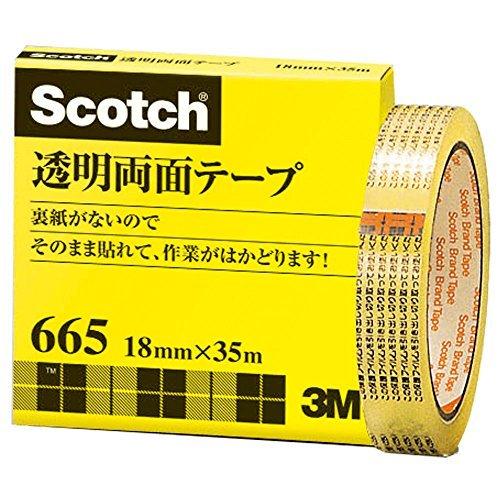 3M スコッチ 透明両面テープ 18mm×35m ライナーなし 紙箱入り 665-3-18（40セット）