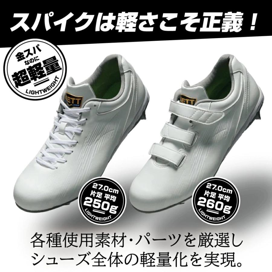 ネオステイタス 野球 スパイク 金具 ゼット 白 紐 マジックベルト 軽量