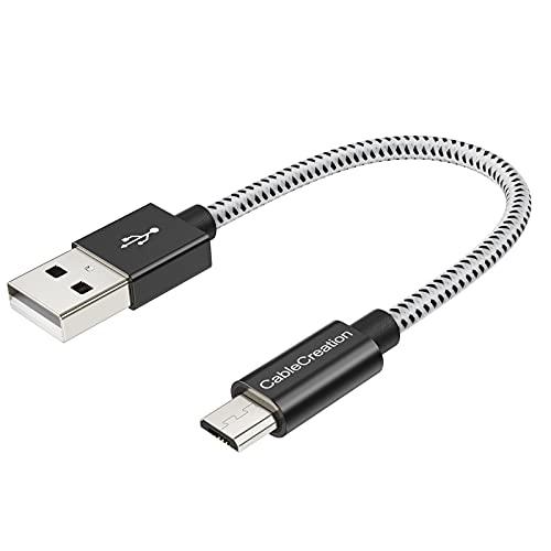 Micro USBケーブル, CableCreation USB 2.0 to Micro USB 高速充電 Micro B 編組ケーブル ブラック＆ホワイト/ 0.15m｜taidaihonpo｜02