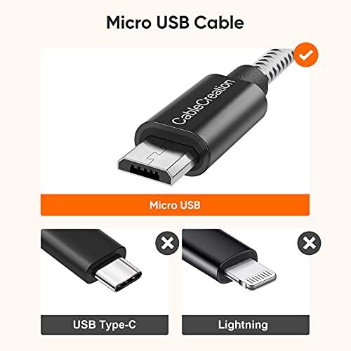 Micro USBケーブル, CableCreation USB 2.0 to Micro USB 高速充電 Micro B 編組ケーブル ブラック＆ホワイト/ 0.15m｜taidaihonpo｜03