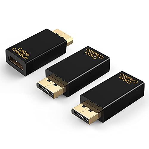 DP to HDMIアダプタ， CableCreation  3本入れ  DisplayPort → HDMI変換アダプタ 4K 3D 金メッキディスプレイポート オス  → HDMI メス  ブラック｜taidaihonpo｜02