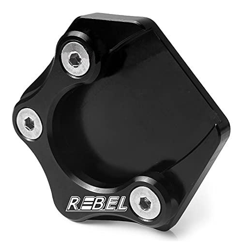 ホンダレブル250 rebel250 2017 2018 2019 2020 2021アクセサリーキックスタンドサイドスタンドエクステンション引伸機プレートパッド black-B