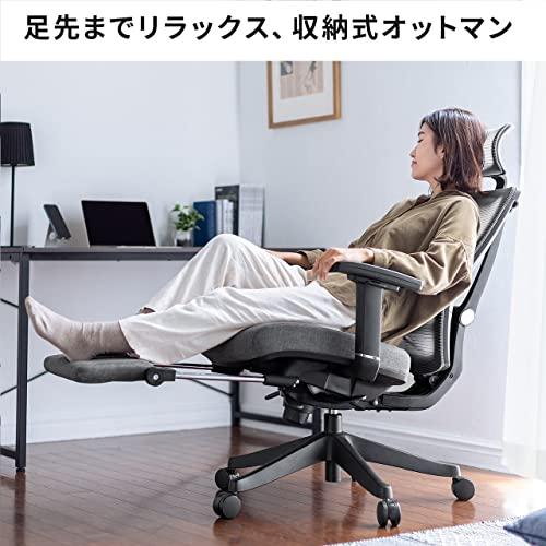 サンワダイレクト オフィスチェア メッシュ ハイバック 収納式