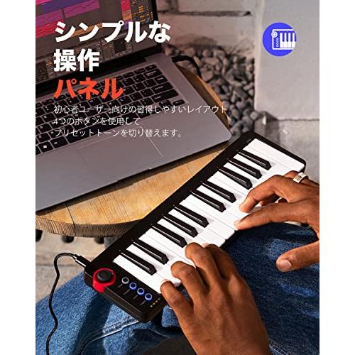 Donner MIDIキーボード 25鍵 USBコントローラー ミニ鍵盤 コンパクト ベロシティ対応 音楽制作 日本語取扱説明書 ブラック N-25｜taidaihonpo｜03