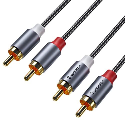 RCA ケーブル 3M - SOOMFON オーディオケーブル ステレオ 音声ケーブル 2RCA to 2RCA 赤白 変換 HiFi音質 24K金メッキコネ?｜taidaihonpo｜02