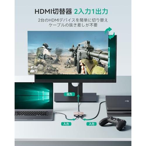 HDMI切替器 8k@60hz/4k@120hz HDMI分配器、GANA双方向 HDMIセレクター 1入力2出力/2入力1出力 手動 HDMI 2.1 切替器 Xbox PS5/4/3 DVDプレーヤーFire Stick適用｜taidaihonpo｜03