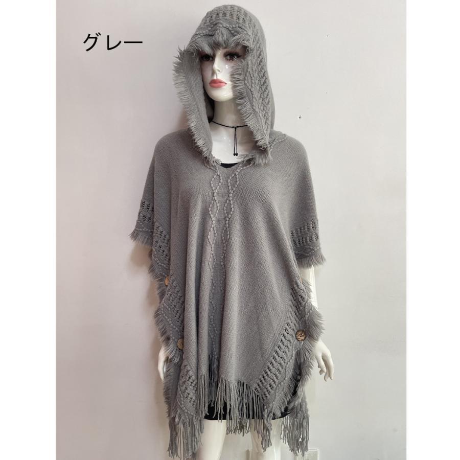 ブランド登録なし ポンチョ ケープ マント ニット レディース アウター 