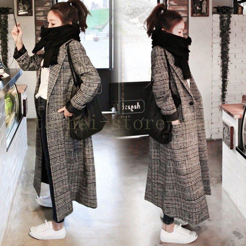 通販激安 チェスターコート レディースグレンチェック 千鳥柄コート ロングコート チェックコート アウターコート 大人秋冬コート防寒 Xxl 30代40代50代